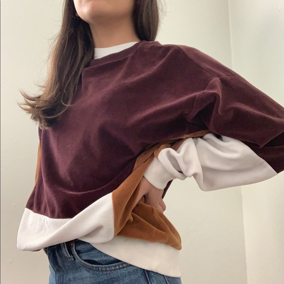 ASOS Color Block Velvet Pullover Sweater - Picture 3 of 7